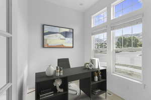 Office featuring a mountain view