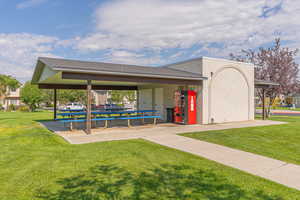View of community featuring a yard