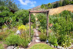 View of yard featuring a mountain view