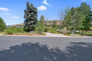 View of asphalt street featuring a mountain view