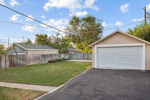 View of detached garage