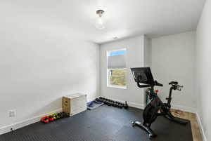 Workout area with baseboards
