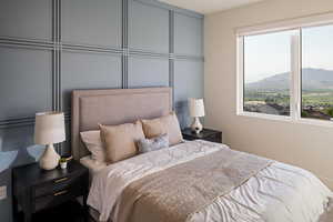 Bedroom with a mountain view