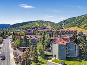 View of mountain background with nearby suburban area