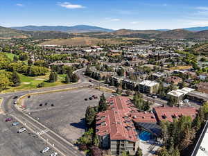 Aerial view of a mountain backdrop