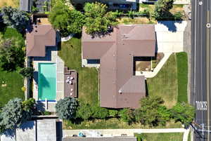 Aerial view of a pool area