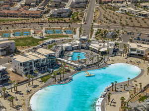 Bird's eye view of a pool area