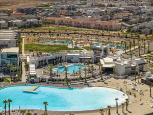 Aerial view of a pool
