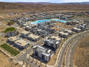 Aerial view of a mountain backdrop