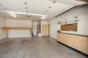 Garage featuring secured water heater