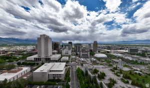 View of urban area with a mountainous background