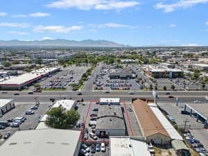 Bird's eye view of a mountainous background