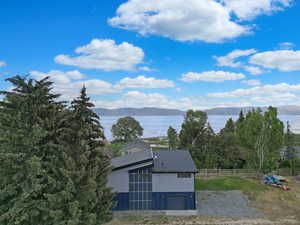 Water view with a mountainous background