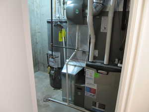 Utilities with heating unit and gas water heater