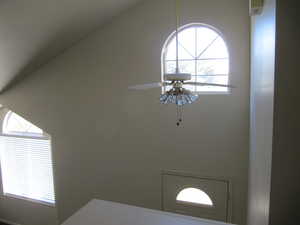 Detailed view of a ceiling fan