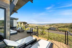Deck featuring a mountain view
