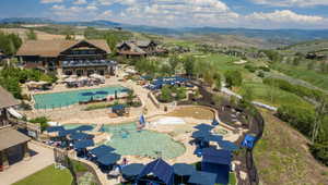 Aerial view of a mountainous background