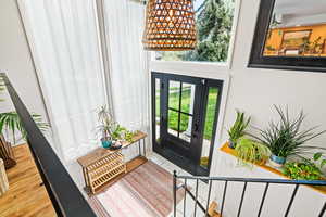 Foyer entrance featuring light wood-type flooring and healthy amount of natural light