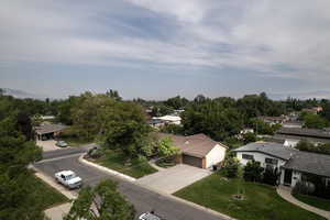 Aerial perspective of suburban area