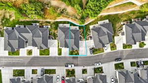 Aerial perspective featuring property boundaries highlighted