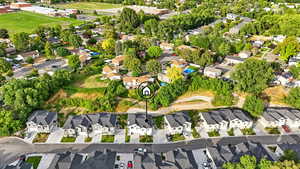 Aerial view of property and surrounding area.