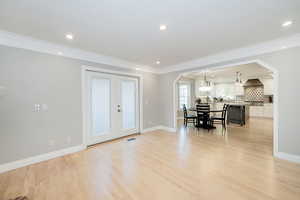 View from family room into kitchen