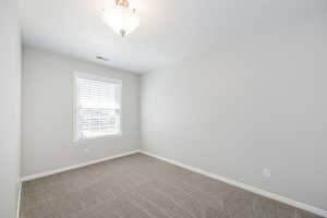 Spare room featuring baseboards and carpet flooring