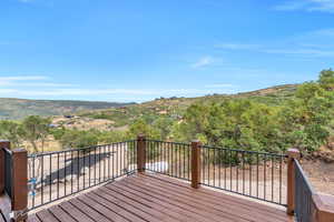 Wooden terrace with a mountain view