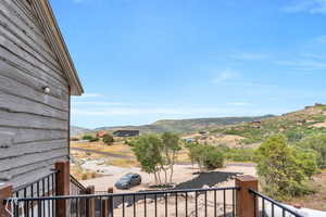 Balcony with a mountain view