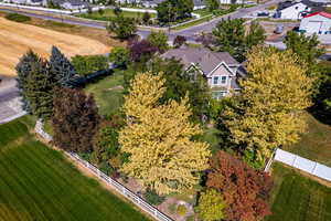 Aerial perspective of suburban area