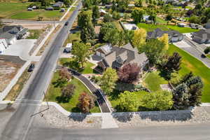 Aerial perspective of suburban area