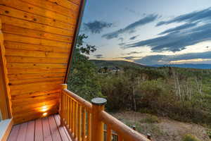 Deck featuring a mountain view