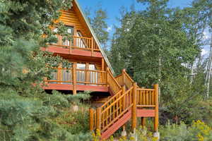 Wooden deck with stairway
