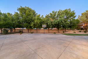 View of patio featuring basketball court