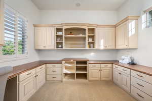 Unfurnished office with built in desk