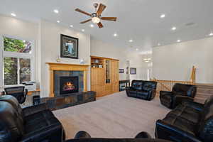 cozy fireplace and built-ins