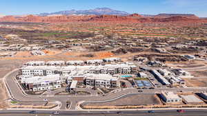 Aerial view of a mountainous background
