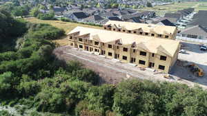 Aerial view of picturesque townhome area