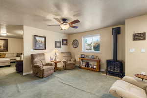Basement Living Room with gas stove