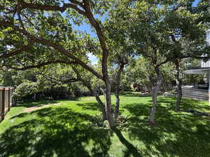 View of fenced backyard