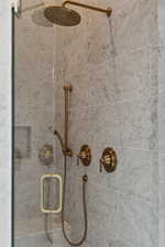 Bathroom view of a stall shower