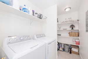 Large walk in laundry with extra storage