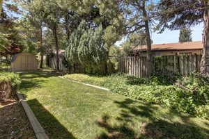 View of yard with a shed