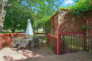 Wooden deck with outdoor dining area