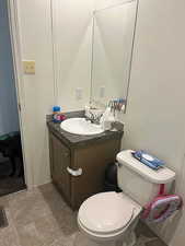 Bathroom with vanity and tile patterned flooring