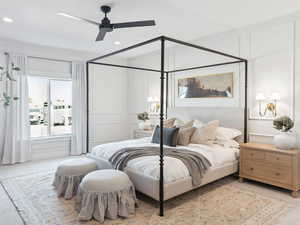 Builders Model for example purposes only. Bedroom with a decorative wall and ceiling fan