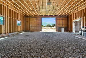 Miscellaneous room featuring a mountain view