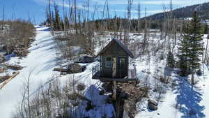 View of snowy aerial view Tree House