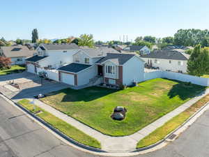 Aerial perspective of suburban area