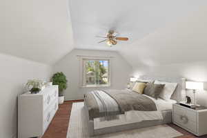 Virtually staged upstairs bedroom